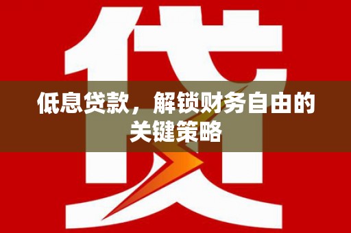 普兰低息贷款，解锁财务自由的关键策略